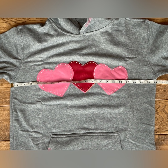 NEW Triple Heart Gray Hoodie Sweatshirt size Large - Picture 5 of 9
